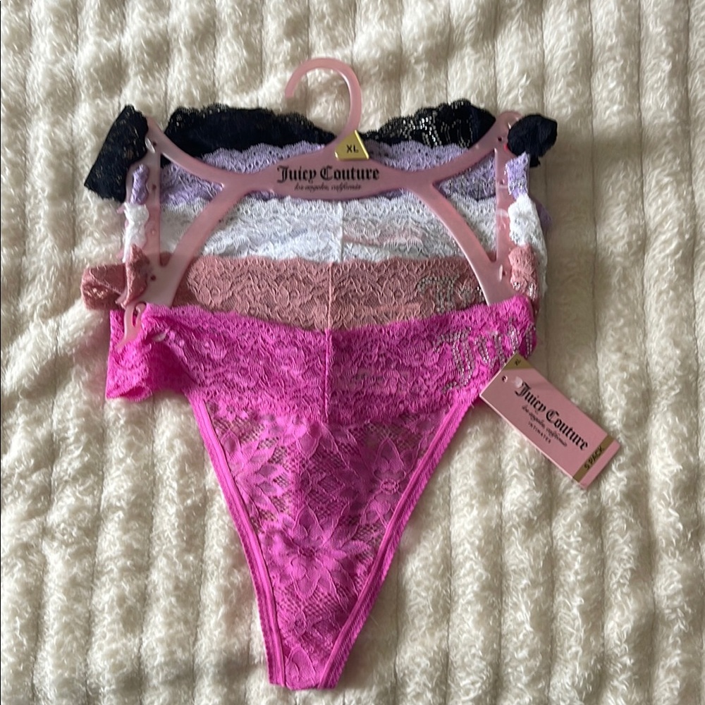 NWT Juicy Couture Women's Lace Panty Thong 5 pack set